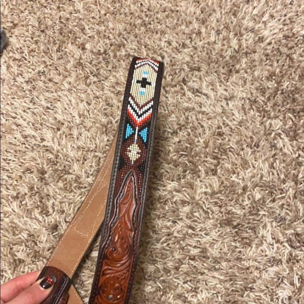 3D boys youth tooled & beaded belt